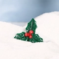 Christmas moss landscape resin holly leaves with red berries on white sand - Christmas Holly Leaves
