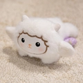 Plush white sheep magnet toy with soft faux fur and cute embroidered face details - Lamb