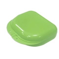 Bright green orthodontic retainer case with flip lid and side vent for dental storage - Green