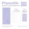Light purple daily planner set with PU cover and matching letter sticker sheet - Daily Planner / Purple