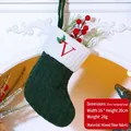 Dark green knitted Christmas stocking with white cuff and red embroidered letter V - Letter V / Dark Green