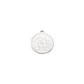 Detailed view of mirror-finish stainless steel round pendant with lotus flower engraving - July - Lotus