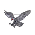 Broche de águila retro negro fusil para trajes con plumas detalladas y ojo de cristal rojo - Águila con las Alas Extendidas / Color gunmetal