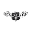 Gothic skull bangle in silver finish featuring a central shield embossed with a skeleton - Antique Steel Color (KB30091-D)