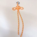 Handmade orange woven Chinese knot pendant with silver metal ring for keys and bags - Orange