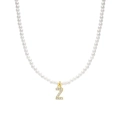 Imitation pearl necklace with gold letter Z pendant and sparkling zircon accents - Letter Z