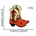 Detailed view of western cowboy boot embroidery patch with size and weight dimensions - Cowboy Boot