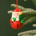 Christmas Santa Claus resin ornament on a bright red metal bell with hanging ribbon - Pine Tree Santa-Red Bell-Half Body