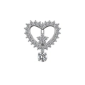 Silver heart and star navel ring with full diamond inlay and luxury polished finish - Silver Heart Star-White Stone