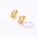 Par de pendientes de aro dorados con micro-pavé de brillantes piedras de circonita - Huggie Geométrico de 1.0cm (E01280-2)