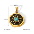 Detail of a gold-plated sunburst pendant with turquoise stone and dimensions 1.47x1.68cm - Irregular Sunburst Turquoise (HC-N40171)