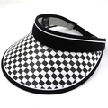Women's UV protection sun visor with classic black and white checkerboard pattern brim - M (56-58cm) / Black