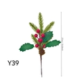Artificial Christmas branch with pine needles, red berries and pinecone, 27cm size view - Y39-Bountiful Berry Cone