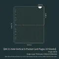 A4 8-pocket clear photo sleeve with 11 holes and detailed size dimensions shown - A4 11 Holes Vertical 8-Pocket Pages 10 Sheets 64#