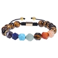 Tiger eye stone chakra bracelet with adjustable black braided rope on white background - Tiger Eye Stone Style (WB1011)
