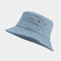 Detail view of cotton bucket hat with breathable metal eyelets and reinforced stitching - M (56-58cm) / Aqua