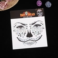Day of the Dead face jewels sticker with skull-shaped iridescent and black rhinestones - Black and White Style 5