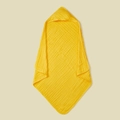 6-layer cotton muslin hooded baby towel in ginger yellow with soft bubble texture - Ginger (J32)