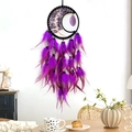 Handmade dream catcher with purple feathers, moon tree of life design, and natural agate - Agate Pendant Style / Purple