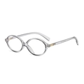 Retro oval translucent grey-brown glasses frames with elegant gold rivet accents - Transparent Grey Frame Anti Blue Light C9