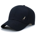 Classic navy cotton baseball cap with golden wheat emblem and Freedom metal buckle - Adjustable / Navy Blue