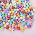 Colorful acrylic alphabet beads with shiny rhinestones for DIY jewelry making - 8mm Colorful Berry Ball With Silver (100pcs)