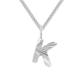 Elegante silberne Edelstahl-Cuban-Chain-Halskette mit strukturiertem Buchstaben-K-Anhänger - Edelstahlfarbe (K)