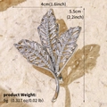 Silver wheat ear brooch with zircon stones in elegant leaf design, 4cm x 5.5cm size - Silver Leaf Shape (BRS-J441S)