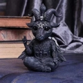 Detailed black resin Baphomet figurine with wings and pentagram for desk decor - Meditating Cat (Baphomet Cat)