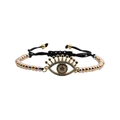 Minimalist evil eye beaded bracelet with gold and silver beads on a black cord - Gold Mixed Color Chain