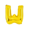 Metallic gold foil balloon in the shape of letter W for birthday party decorations - 32' Gold Fat Letter Aluminum Foil Balloon (w)
