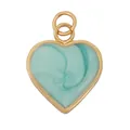 Copper heart pendant with mint green marble texture and gold plated border - Green Marble Heart-L284480