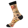 Chaussettes mi-hautes kaki avec motifs de vélo et détails contrastés noirs aux pieds - Kaki