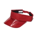Close-up of red transparent sun visor with breathable polyester fabric headband detail - Red