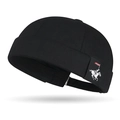 Berretto docker nero classico con toppa laterale vintage e fibbia in metallo - Nero