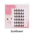 Self-adhesive sunflower style cluster fake eyelashes in pink cartoon packaging box - Glue-Free Sunflower