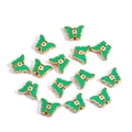 Green enamel butterfly charm beads with golden evil eye patterns for DIY jewelry making - Butterfly / Green