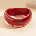 Irregular acrylic bangle with red marbled texture and minimalist wavy geometric design - Rose Red (Standard)
