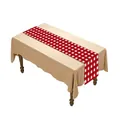 Christmas table runner with red and white plaid pattern on a beige tablecloth decoration - Red White Gingham-009