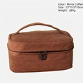 Borsa trucco doppio strato marrone caffè in ecopelle con manico, 23x15,5x10cm - Stile Semplice / Caffè (Standard)