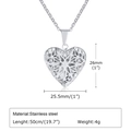 Polished silver stainless steel heart locket necklace with exact size dimensions - PN-1433S (Steel Color/Openable/Hollow Pattern)