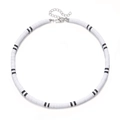 Bohemian black and white clay bead necklace with adjustable metal lobster clasp - Black/White Beads (ZJ11759)