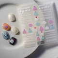 Stickers à ongles 5D en relief avec motifs de pull tricoté blanc et thèmes d'hiver - Style Mini Bonnet en Tricot Chaud d'Hiver (TS-003)
