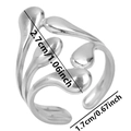 Macro shot of curved silver fluid ring showing dimensions 2.7cm height and 1.7cm width - Silver