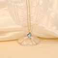 Detail of light blue heart crystal pendant with gold edge on elegant satin background - 3# Light Blue
