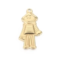 Colgante dorado de acero inoxidable con figura de niño sonriente y una mochila - Estilo de Personaje de Dibujos Animados Dorado (KLJ2421-Z)