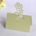 Laser cut light green place card with elegant rose hollow pattern for wedding tables - Emerald Green