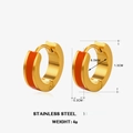 18K gold plated stainless steel orange enamel hoop earrings with size dimensions - Orange