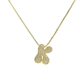 Close-up of gold plated bubble letter K pendant with micro-pave zircons and box chain - Letter K / Gold