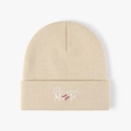 Berretto in maglia a coste beige con ricamo Baseball MOM bianco e icona baseball - Taglia unica / Beige